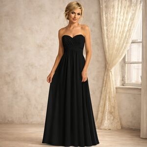 Christina Wu Strapless Black Formal Gown Size 12 Lace Bodice Evening Dress